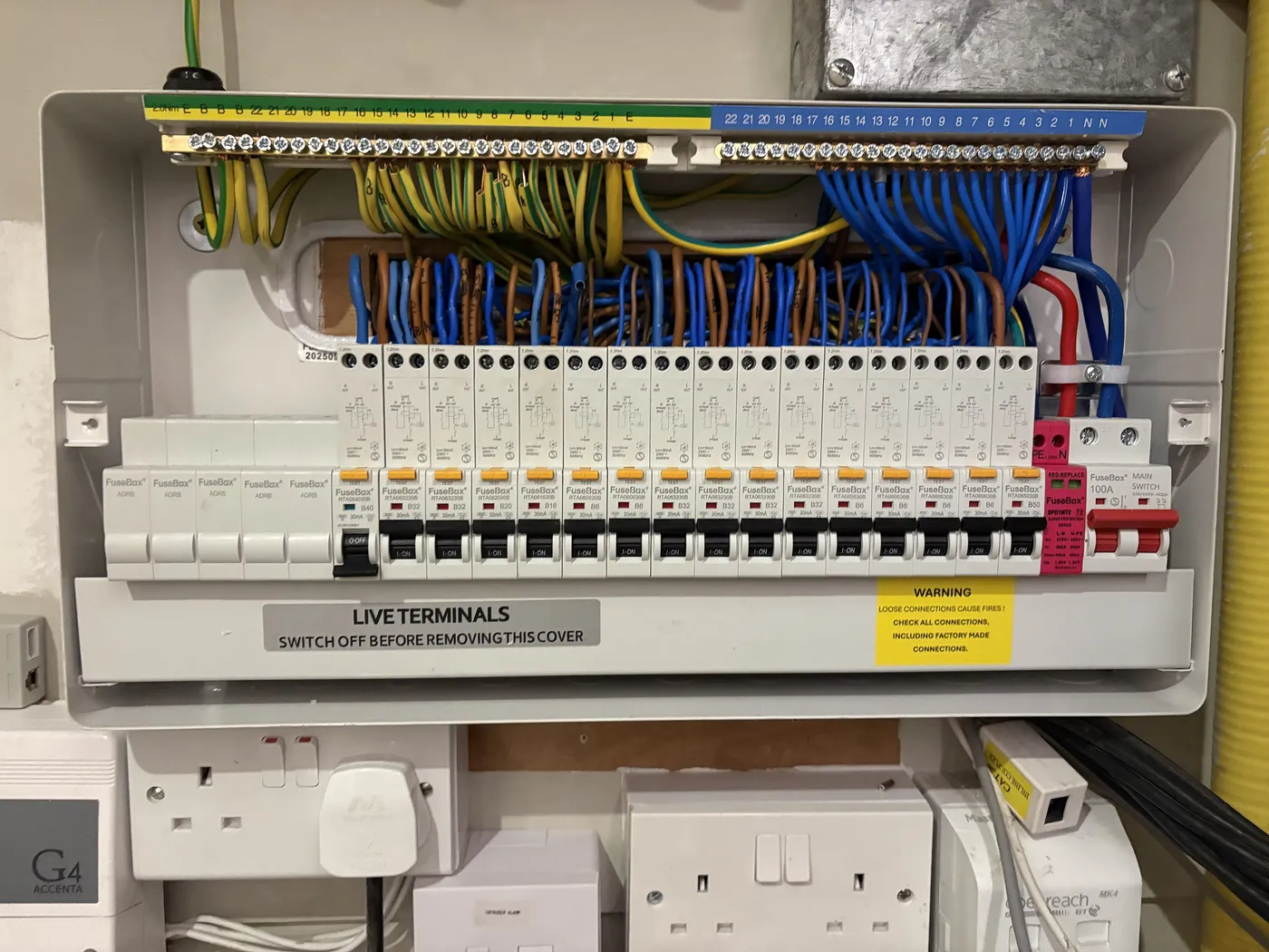 New consumer unit replacement in Hammersmith with neatly dressed RCBO wiring and surge protection
